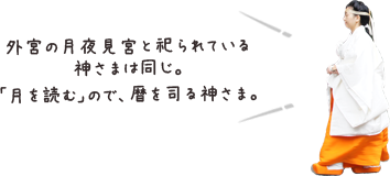 外宮の月夜見宮と祀られている神さまは同じ。こちらは「月を読む」ので、暦を司る神さま。